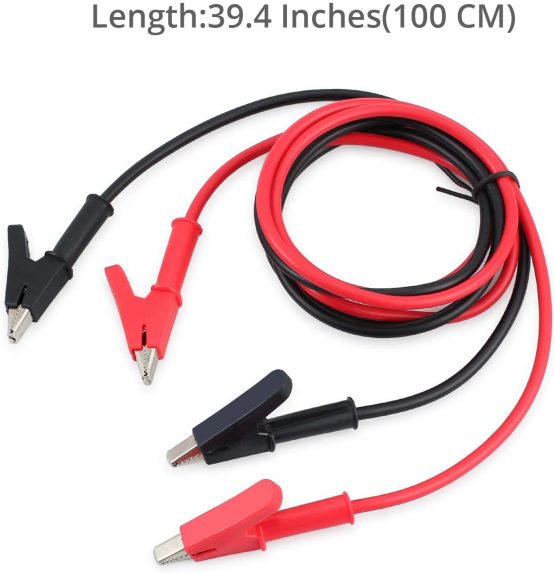 Double Ended Alligator Clips AMTOVL Crocodile Clip Wires Alligator Clips to Alligator Clips 2 Pcs Red Black Alligator Clip Cables Insulated Copper Alligator Clips Test Lead Set - Image 3