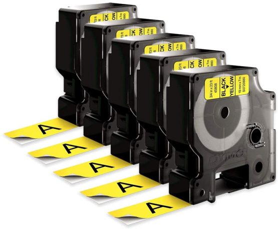 5 x Dymo D1 Standard Labelling Tape 45808 (S0720880) 19mm x 7m - Black on Yellow - Image 2