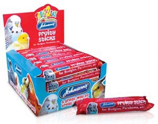 Johnsons Bulk Box Treat 2 Eat Budgie/Parakeet Fruity Sticks 1x28