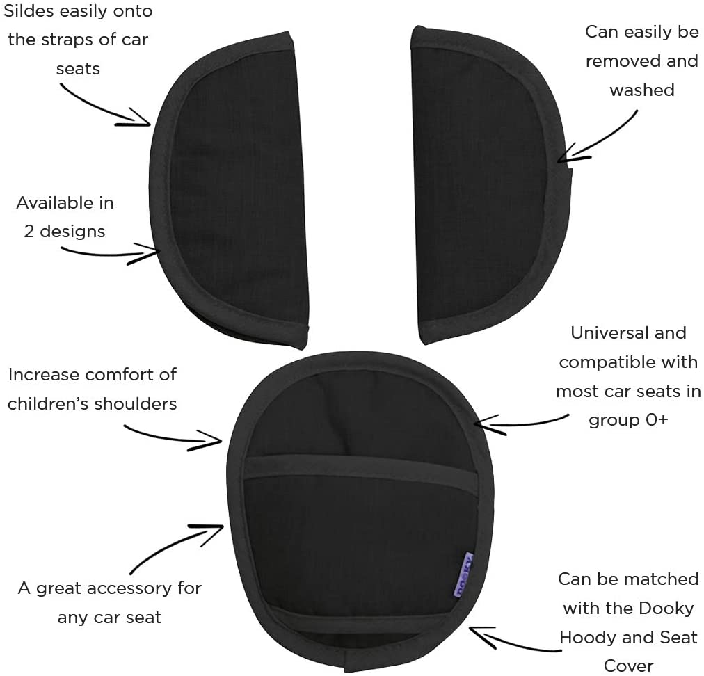 Dooky Car Seat Belt Pads, Harness Strap Pads for Baby's Protection, Universal Size Suitable for 3- and 5-Point Belt System - Image 3