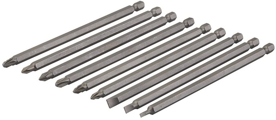 Silverline SB08 Extra-Long Power Bit Set 9pce 150 mm, Multi