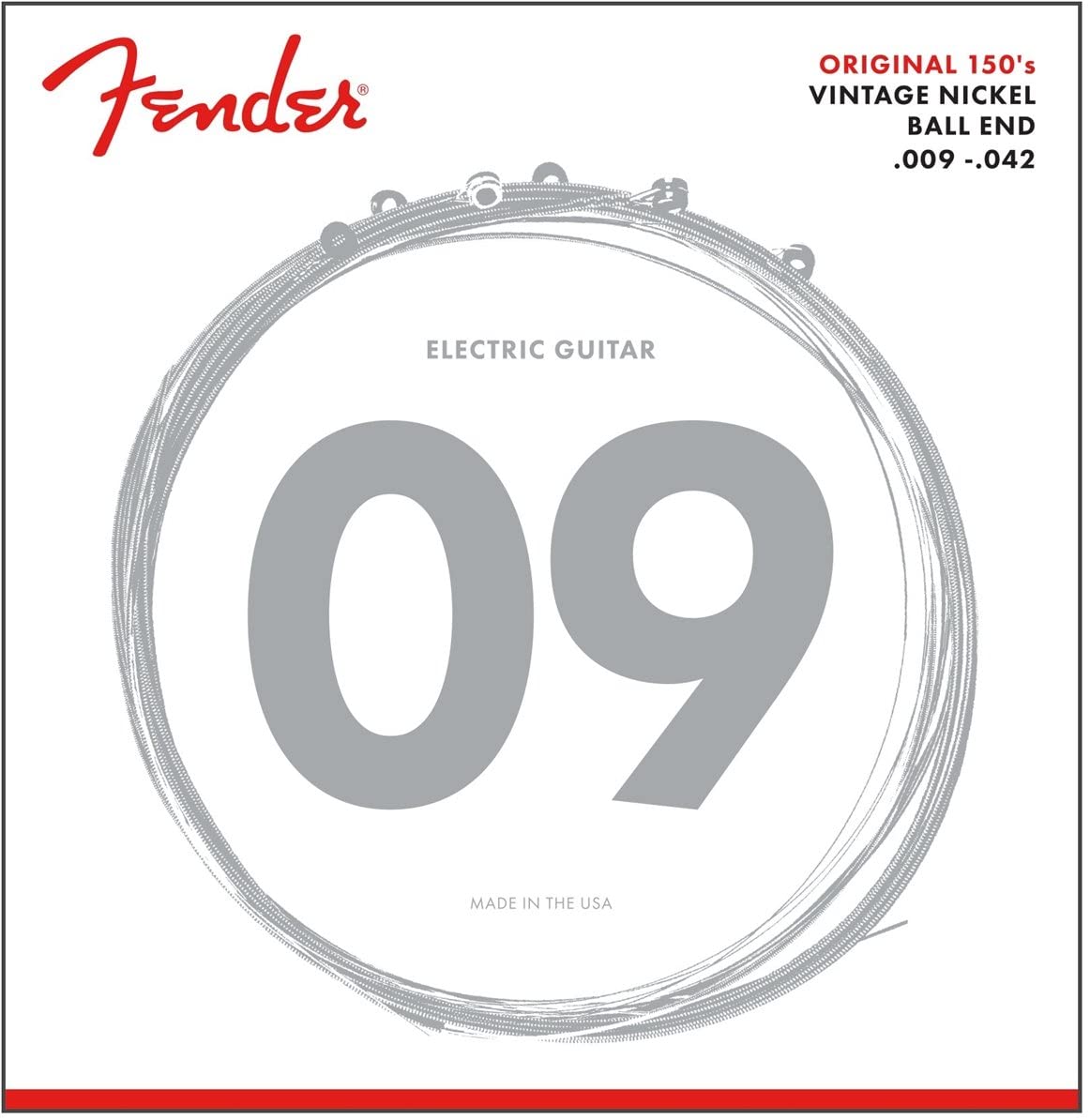 Fender 150 Nickel Wound Electric Guitar Strings Light 9-42, Pure Nickel 150's, 009 - .042 Gauge