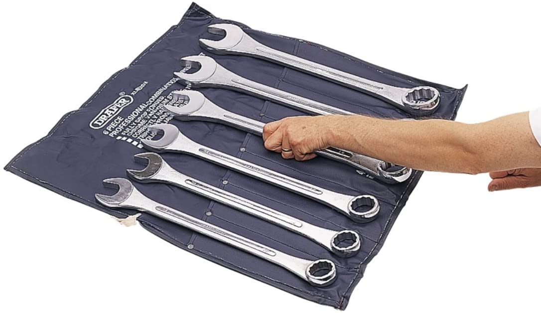 Draper 31167 Heavy Duty Long Pattern Metric Combination Spanner Set, 6 Pieces , Blue