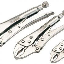 Draper 14040 9006/3 Curved Jaw Self Grip Pliers Set,140mm,185mm and 220mm, 3 Pcs