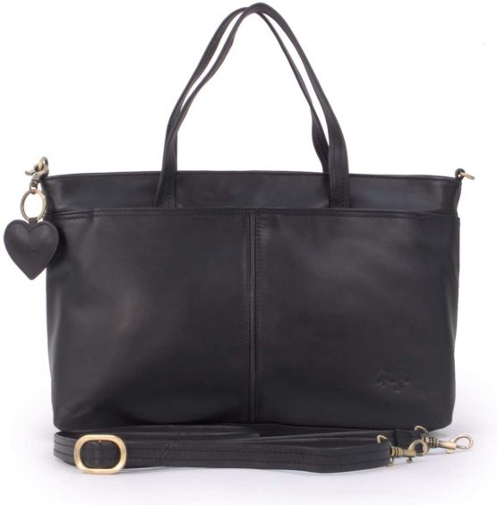 GIGI - Women's Large Leather Tote Handbag - Shoulder Bag/Cross Body With Extra Detachable Adjustable Strap - OTHELLO 6490