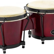 World Rhythm BON7 6” & 7” Beginners Oak Bongo Drums - Wine Red Bongos
