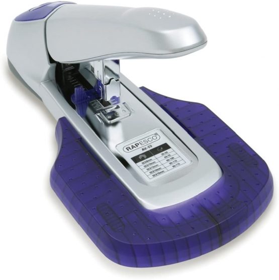 Rapesco AV-69 Heavy Duty Stapler with Work Tray 115 Sheet Capacity - Silver/Purple