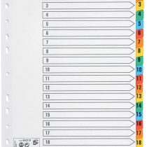 5 Star Office Index 150gsm Card with Coloured Mylar Tabs 1-20 A4 White