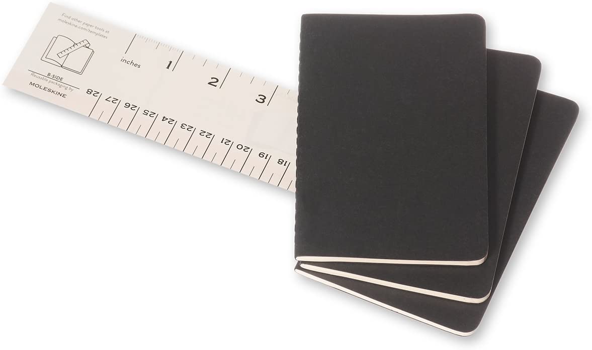 Moleskine S04916 Cahier Notebook- Set of 3- Plain- Pocket- Black, (QP313) - Image 4