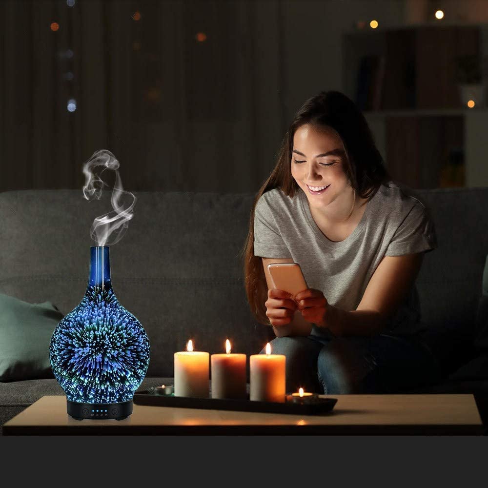 Essential Oil Diffuser Glass Aromatherapy Electric Ultrasonic Cool Mist Aroma Diffuser Scented Oil 3D Firework Diffusers - Image 4