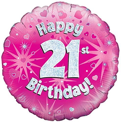 Oaktree 18" Happy 21st Birthday Pink Holographic