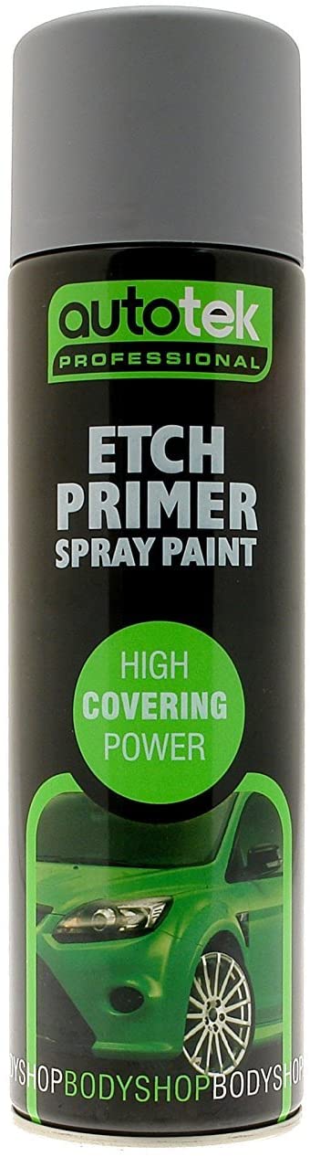 Autotek Professional High Covering Power Spray Paint, Etch Primer, 500 ml, High Build Grey Primer, 500 ml (Pack of 1)