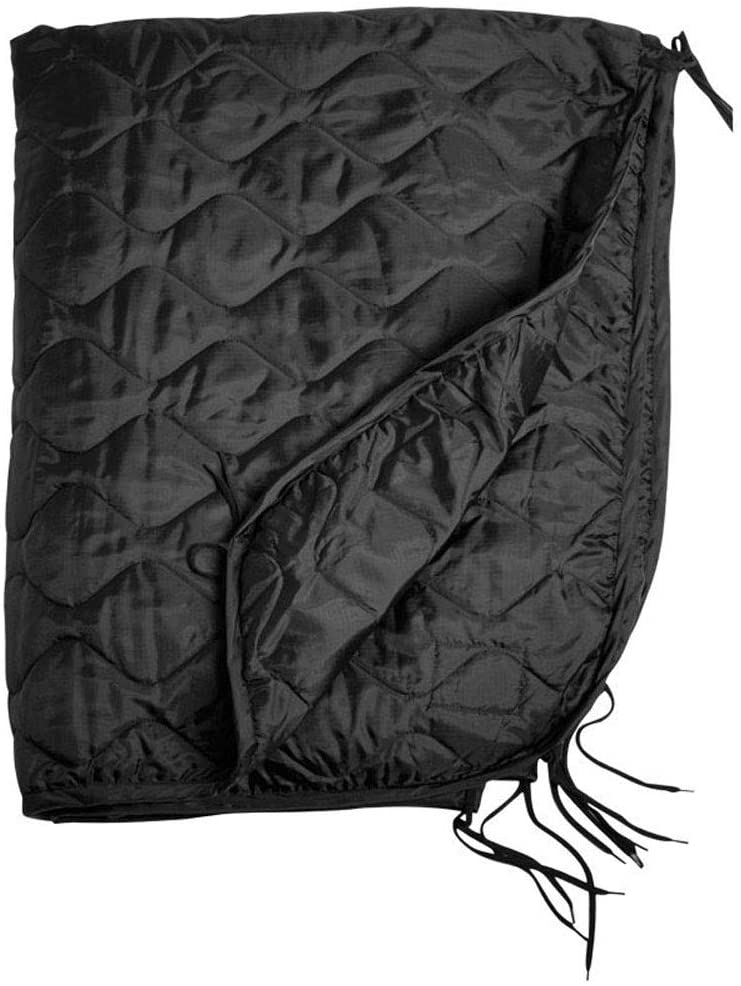 Army Poncho Liner Quilted Blanket Mat Camping Travel Hiking Ripstop Black, 210 cm x 160 cm