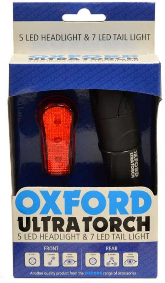 Oxford Ultra Torch Front Headlight and Rear LED Light Set - Black - Image 2