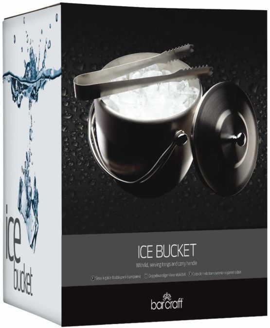 BarCraft KCBCICEBUC Ice Bucket with Lid and Tongs in Gift Box, Stainless Steel, 1.9 Litre - Image 2