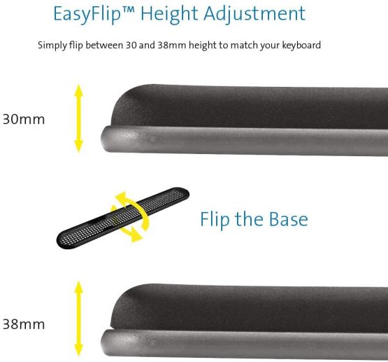 Kensington Height Adjustable Ergonomic Gel Keyboard Wrist Rest with Wrist Support Pad - 497 x 77 x 34 mm - Black (22701) - Image 4