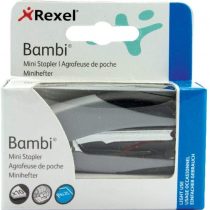 Rexel Bambi Mini Stapler, 10 Sheet Capacity, Metal Body, Includes Staples, Assorted Colours, 2100154