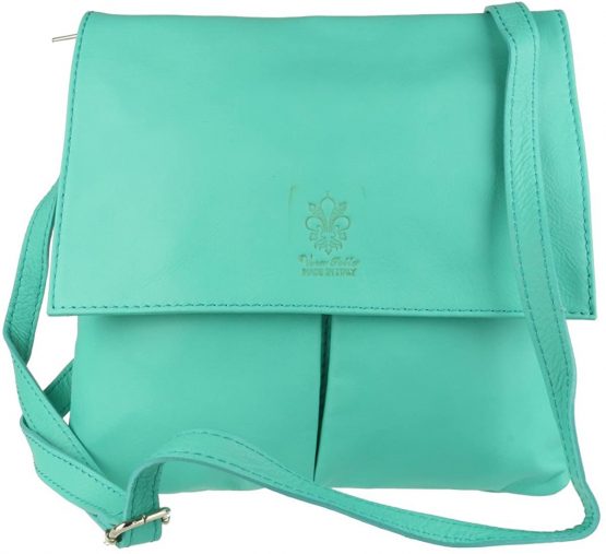 Girly Handbags Genuine Italian Leather Double Pocket Crossbody Bag