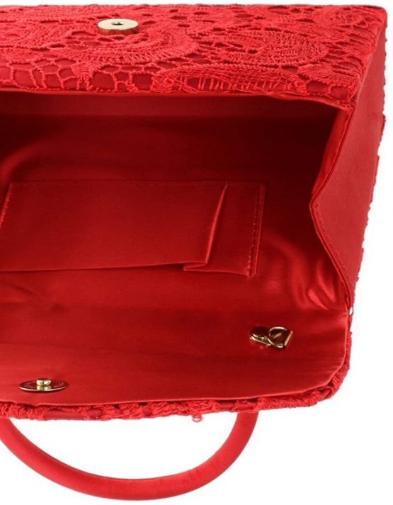 Girly HandBags Lace Satin Top Handle Clutch Bag Handbag Wedding Vintage Designer Womens Fashion - Image 4