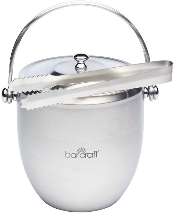 BarCraft KCBCICEBUC Ice Bucket with Lid and Tongs in Gift Box, Stainless Steel, 1.9 Litre