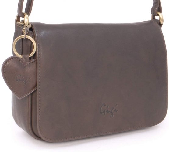 GIGI - Women's Leather Flap Over Cross Body Handbag - Organiser Shoulder Bag with Long Adjustable Strap - OTHELLO 14578 - Image 4