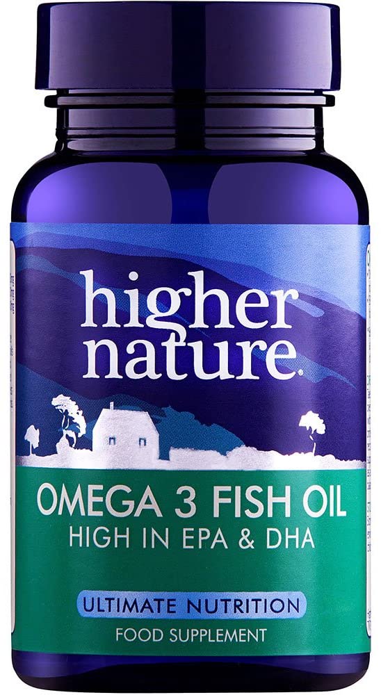 Higher Nature - Omega 3 1000mg Fish Oil Capsules - Eye Health & Brain - 180mg EPA - 120mg DHA - 90 Capsules