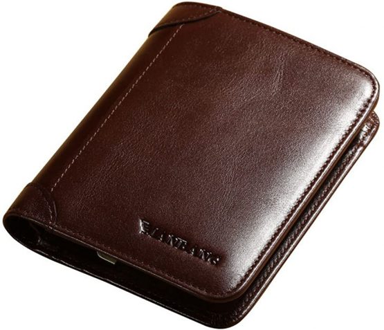 Men's Genuine Cowhide Wax Leather Extra Capacity Bifold Wallet