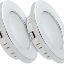 Dream Lighting 12v LED Downlights With Chrome Plated Surround, Recessed Ceiling Lights For Caravan Motorhome Van Boat Yacht Warm White Pack of 2