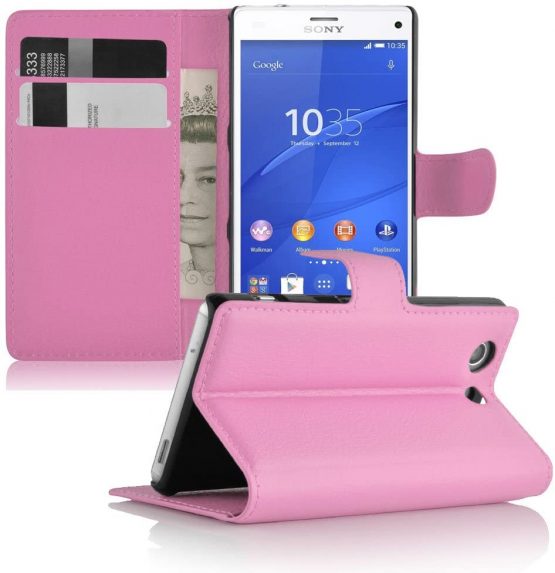 MUZZANO Original Le Folio Case Cover with 3 Ultra Clear Screen Protective Films for Sony Xperia Z3 Compact - Pink - Image 2