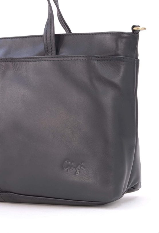 GIGI - Women's Large Leather Tote Handbag - Shoulder Bag/Cross Body With Extra Detachable Adjustable Strap - OTHELLO 6490 - Image 4
