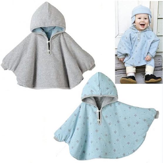 TININNA Baby Kids Toddler Double-side Wear Hooded Cape Cloak Poncho Hoodie Coat Mantle Blue 12-24 month - Image 2