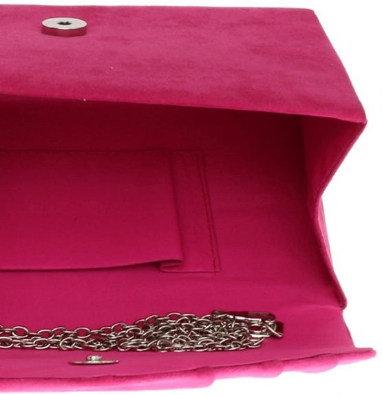 Girly HandBags Faux Suede Clutch Bag Pleated Design Evening Party Womens - Image 4