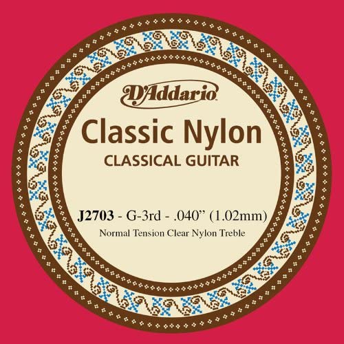 D'Addario J2703 Student Nylon Normal Tension Single Third String for Classical Guitar