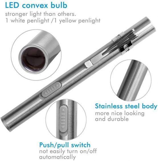 LEAGY Pen Torches for Nurses,Reusable Rechargeable Torch,2Pack White LED Lights Pen Light - Image 4