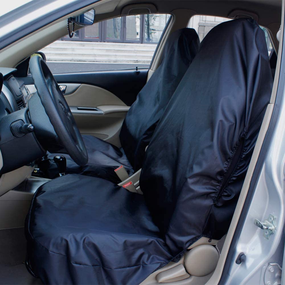 AUTO HIGH Waterproof Car Seat Covers Set, Universal Auto Seat Cover, Heavy Duty Nylon Car Seat Protectors, Black - 2 x Fronts