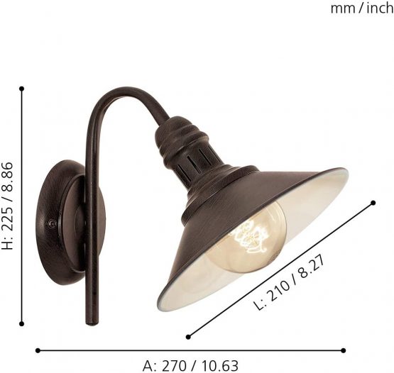 Eglo 49458 STOCKBURY Wall Light in Antique-Brown Steel - Image 4