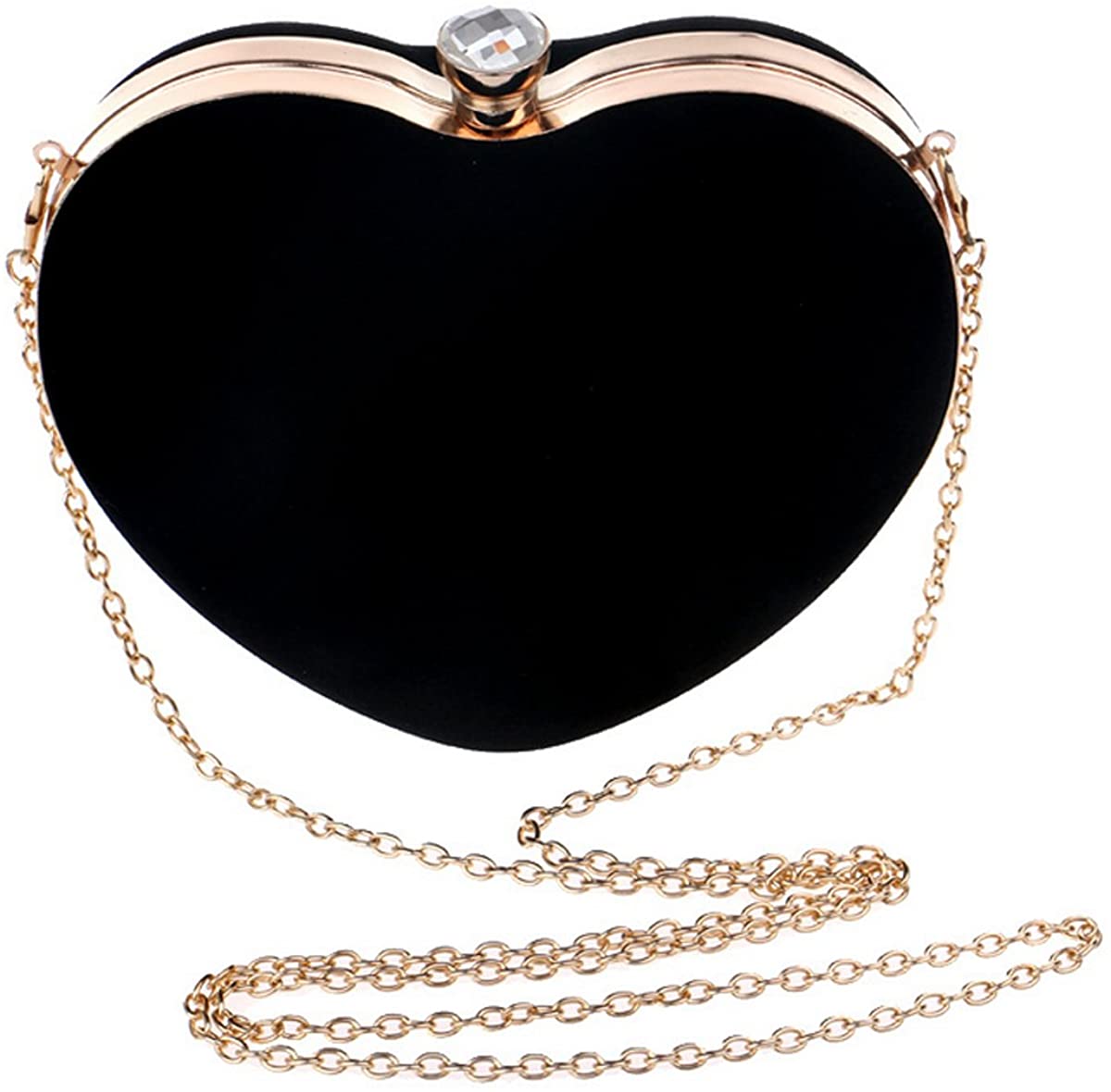 Ashdown Women Evening Clutch Bags Suede Heart Shaped Handbag Party Wedding Shoulder Bag Purse,Black