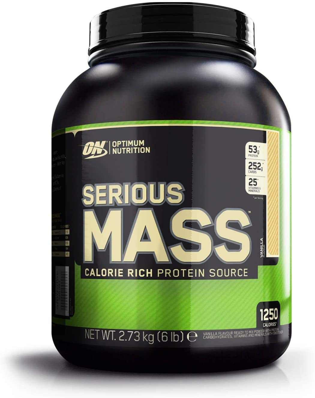 Optimum Nutrition Serious Mass Protein Powder High Calorie Mass Gainer with Vitamins, Creatine and Glutamine, Vanilla