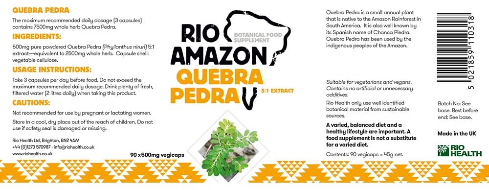 Rio Amazon Quebra Pedra Liver Detox & Support Supplements, 500mg VegiCaps, 90 Capsules, Vegan Herbal Formula for Kidney Liver - Image 3