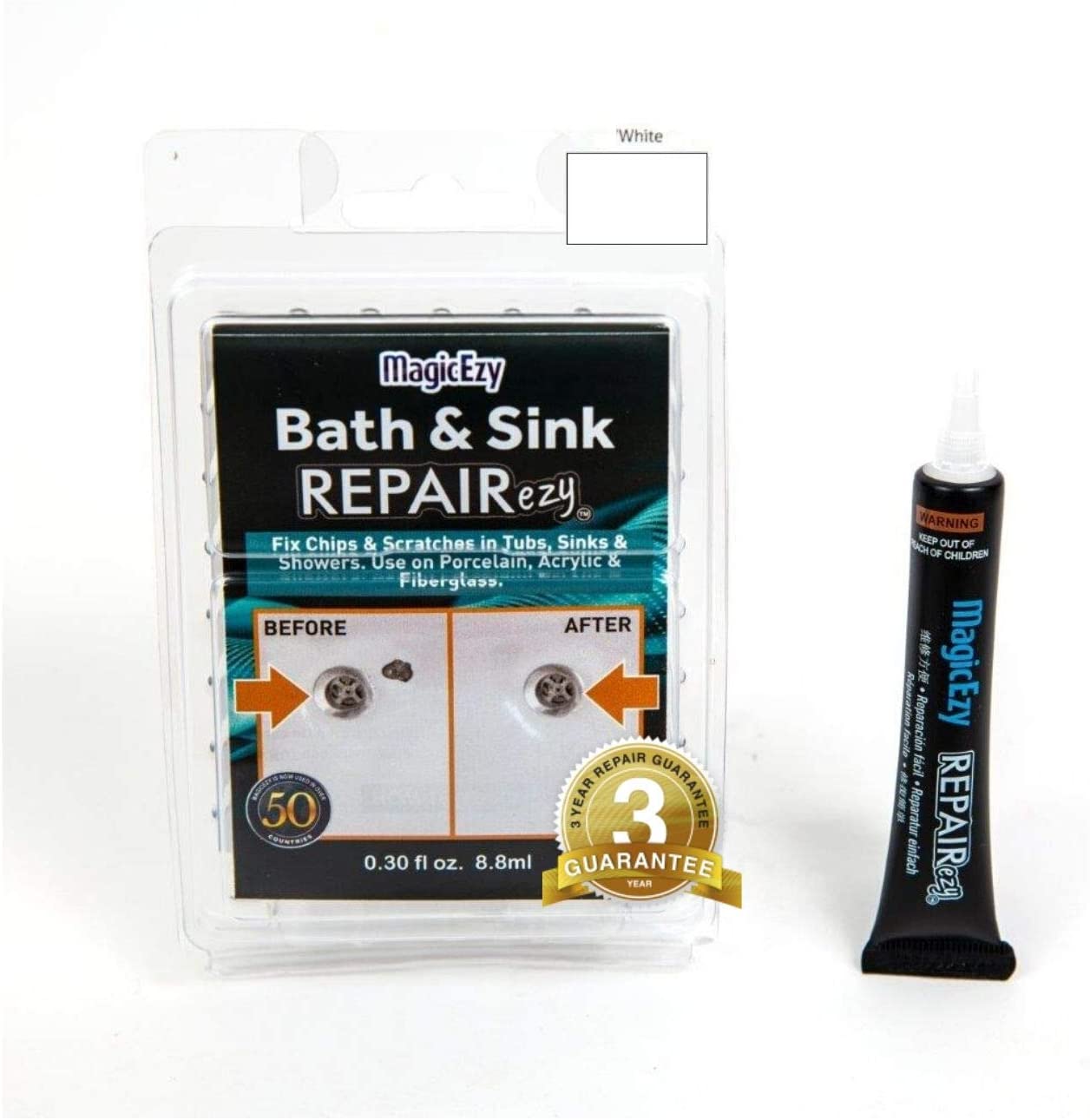 MagicEzy Bath & Sink RepairEzy (White) - Acrylic Bath Repair Kit