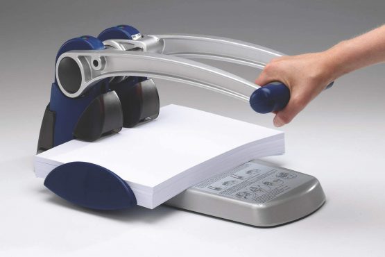 Rexel HD2300X Ultra Heavy Duty 2 Hole Punch, 300 Sheet Capacity, Effortless Punching, Metal, Silver/Blue, 2101521 - Image 3
