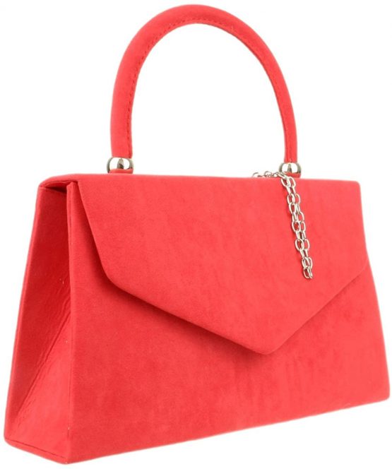 Girly HandBags Top Handle Faux Suede Clutch Bag Grab Holder Womens Handbag - Image 2