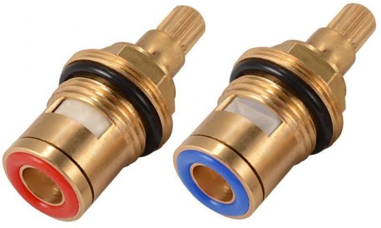 Replacement Brass Ceramic Stem Disc Cartridge Faucet Valve Quarter Turn 1/2" for Bathroom Kitchen Tap (1 Pair Hot & Cold) - Image 4
