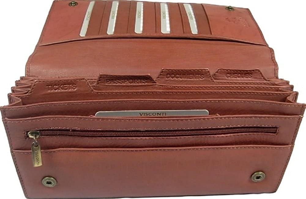 New large Visconti soft brown leather RFID anti fraud passport travel wallet organiser bag style 1179(Size: 23 X 12 X 3cm) - Image 4