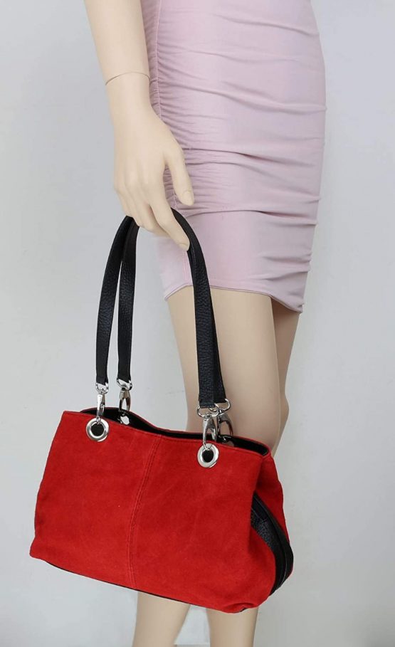 Girly Handbags Genuine Italian Suede Leather Shoulder Bag - Image 4