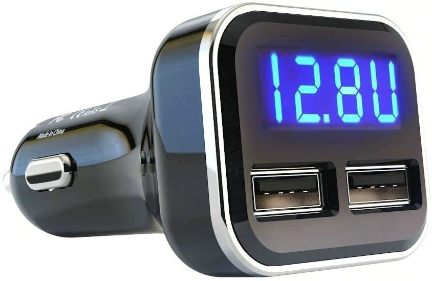 JEBSENS USB Car Charger, 4.8A 24W Dual Port Car Phone Charger with LED Voltage Meter, Cigarette Lighter Car Charger