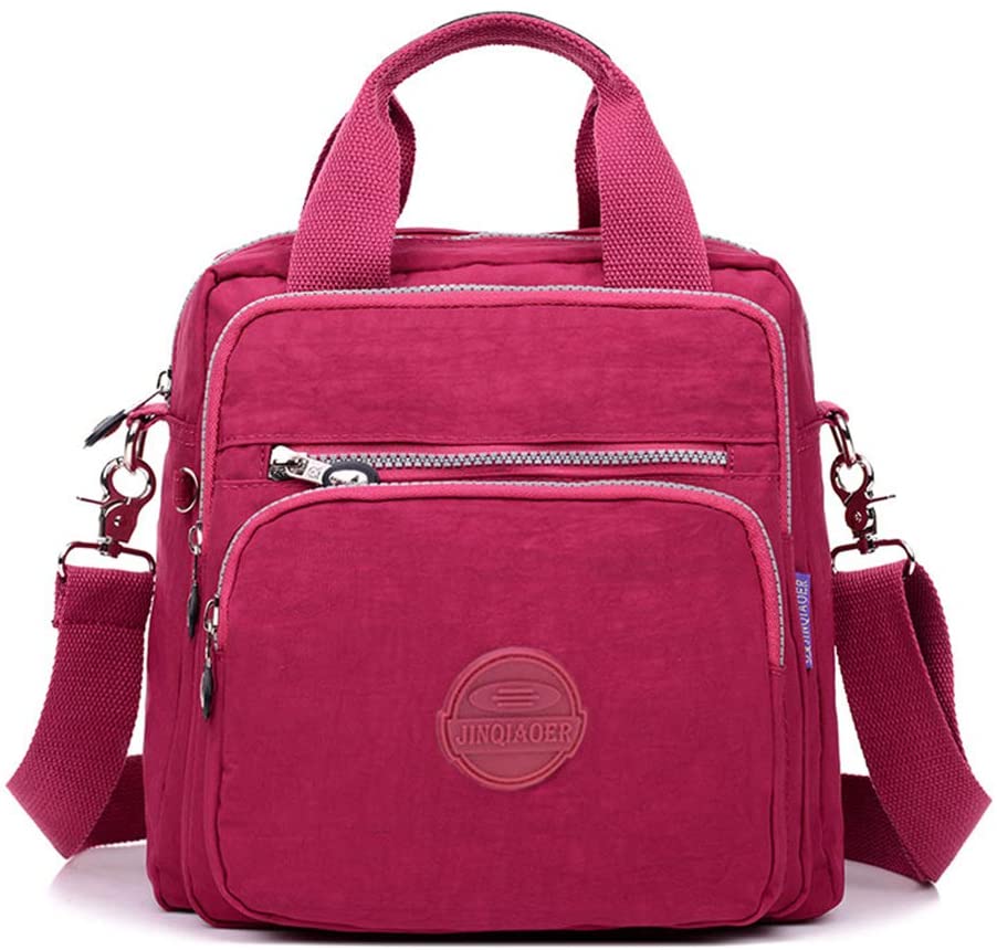 Girls Multifunction Waterproof Nylon Top Handle Handbag Crossbody Satchel Purse Backpack Cute Multi-pocket Zipper Travel Backpack Tote (NO-6)