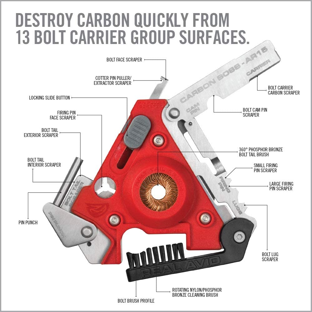 Real Avid Carbon Boss AR-15 Cleaning Tool, Red, No size - Image 3