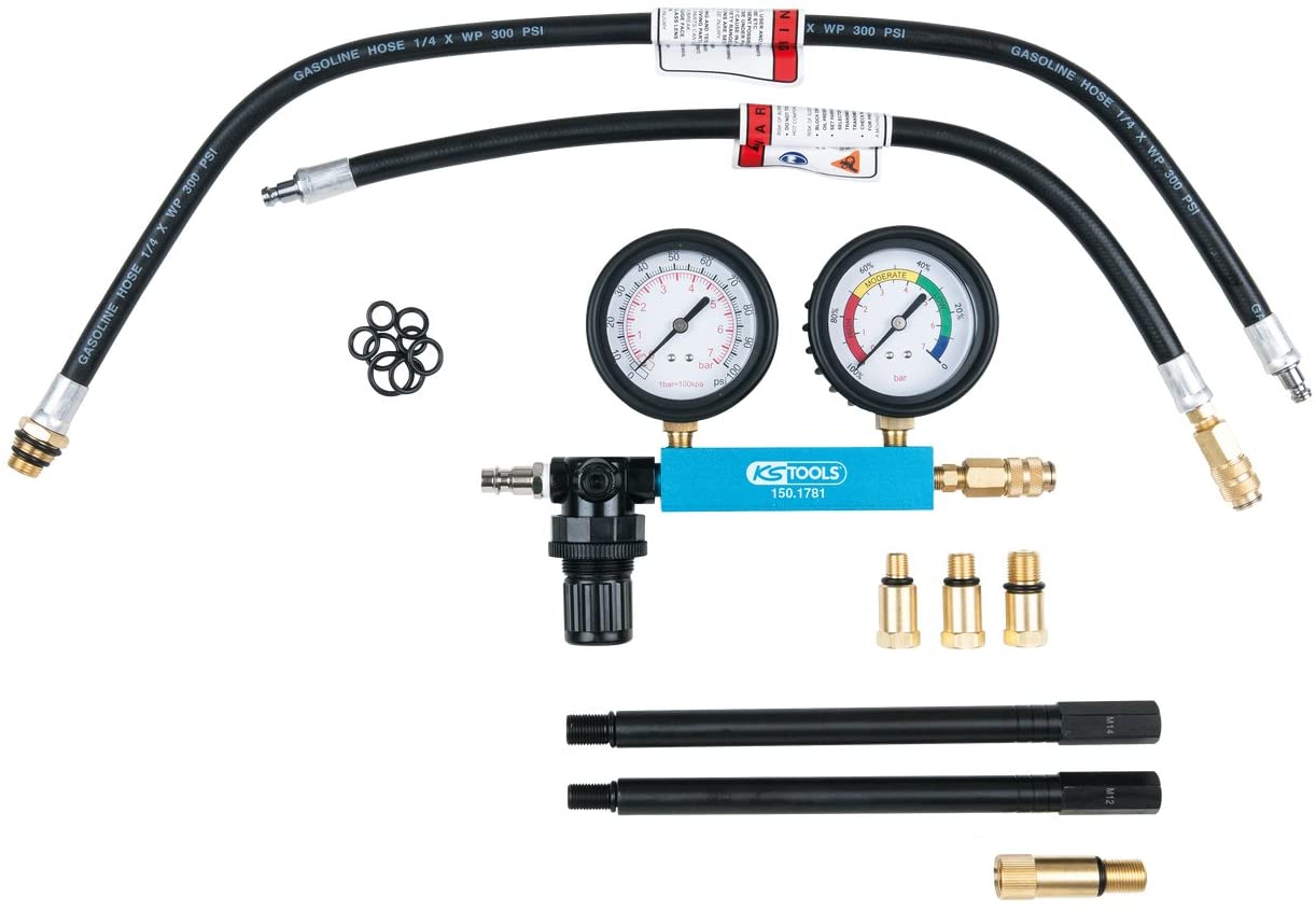 KS Tools 150.1780 Cylinder Leak Detector Pressure Tester Set, 9 pcs, Colour, Size - Image 4
