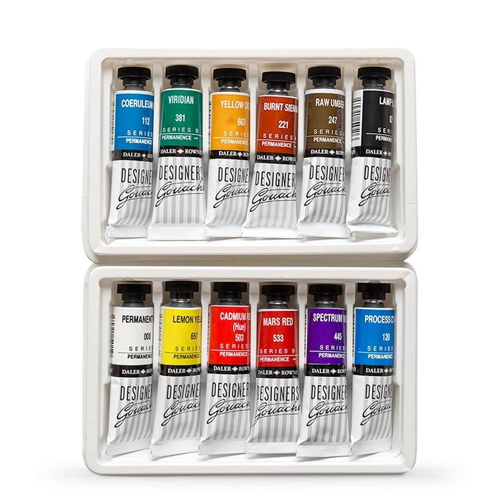 Daler Rowney Designers Gouache Introduction Paint Set, 12 Assorted Colours x 15ml Tubes - Image 2